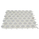 Pearl White Weaved Hexagon Glass Mosaic Tile | Tile Club