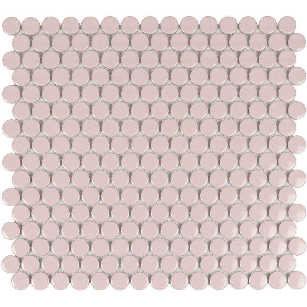 Pink Buttons Porcelain Penny Round Tile Sample