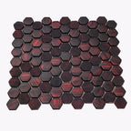 Red Foil Glossy And Frosted Hexagon Glass Mosaic Tile | Tile Club