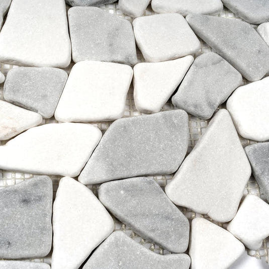 River Pebbles Carrara & Thassos Marble Tile | Tile Club