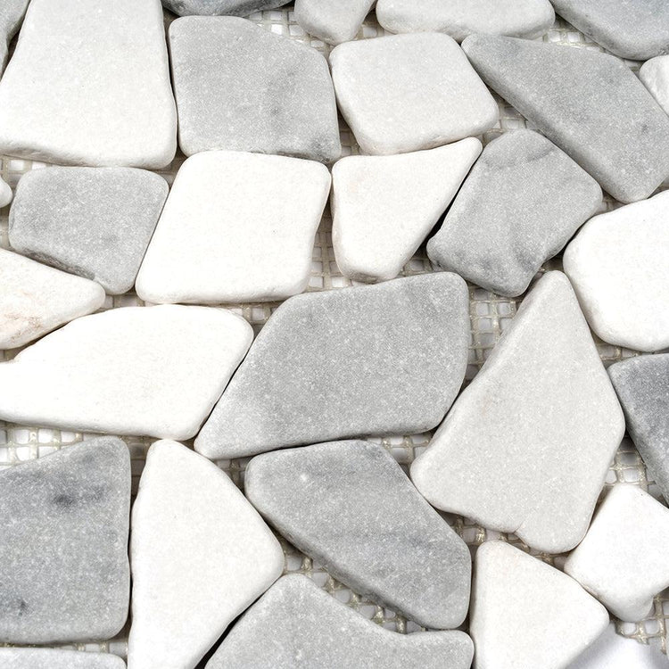 River Pebbles Carrara & Thassos Marble Tile | Tile Club