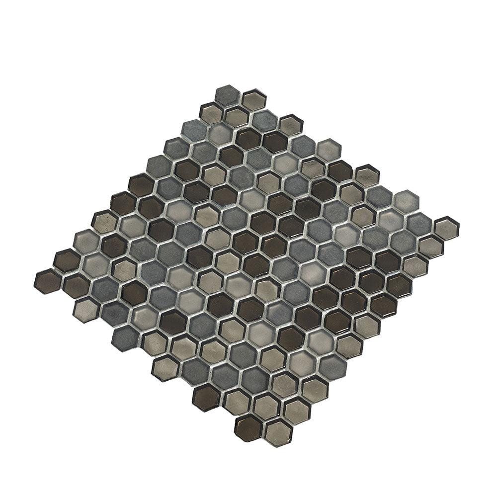 Saturn Grey Hexagon Glass Mosaic Tile | Tile Club