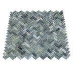 Sea Hues Herringbone Glass Mosaic Tile | Tile Club