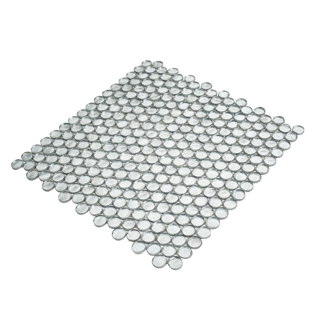 Silver Glass Penny Round Mosaic Tile | Tile Club