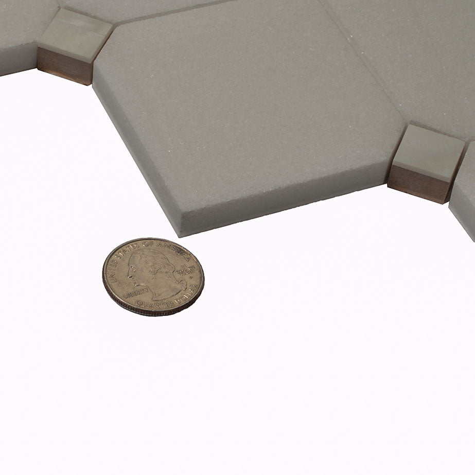 Square Rhombus Pearl White Thassos Shell Tile | Tile Club