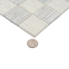 Sticks White Carrara Marble Mosaic Tile | Tile Club