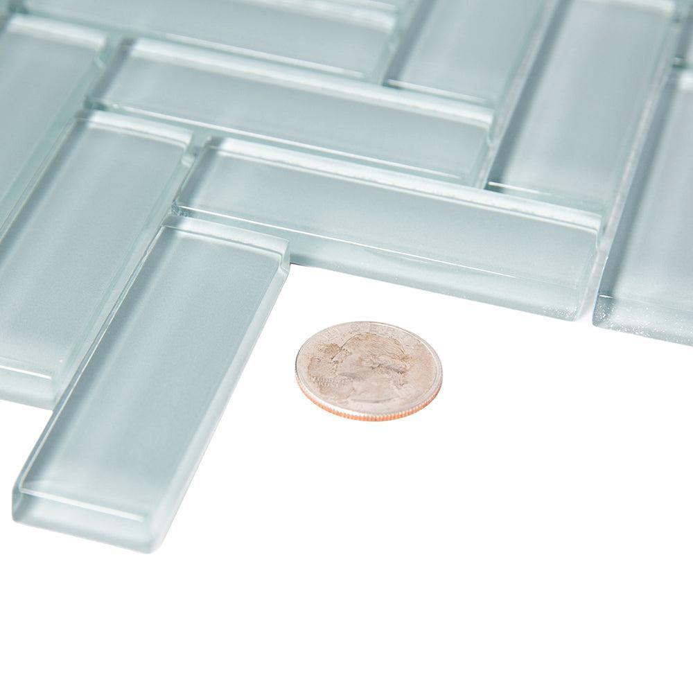 Chic Gray Herringbone Glass Tile | Tile Club