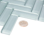 Chic Gray Herringbone Glass Tile | Tile Club