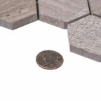 Textured Wooden Beige Honeycomb Hexagon Marble Mosaic Tile | Tile Club