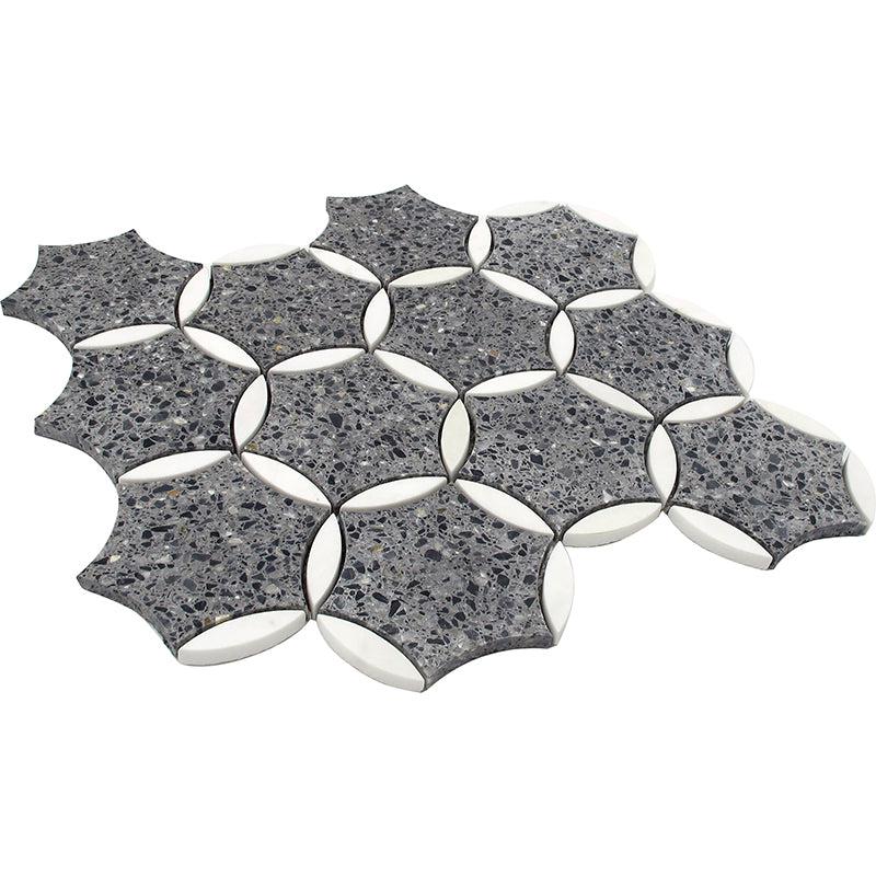 Black and Gray Terrazzo Fleur Mosaic Tile | Tile Club