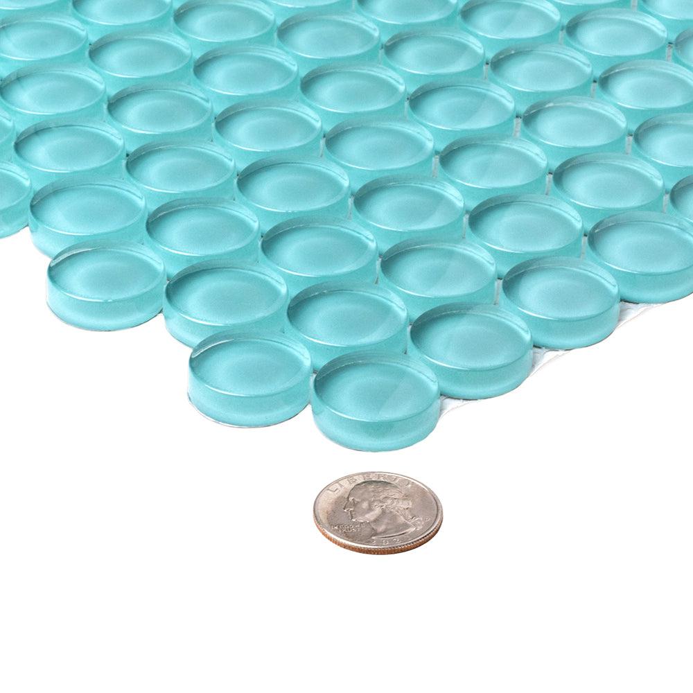 Turquoise Penny Round Glass Tile | Tile Club
