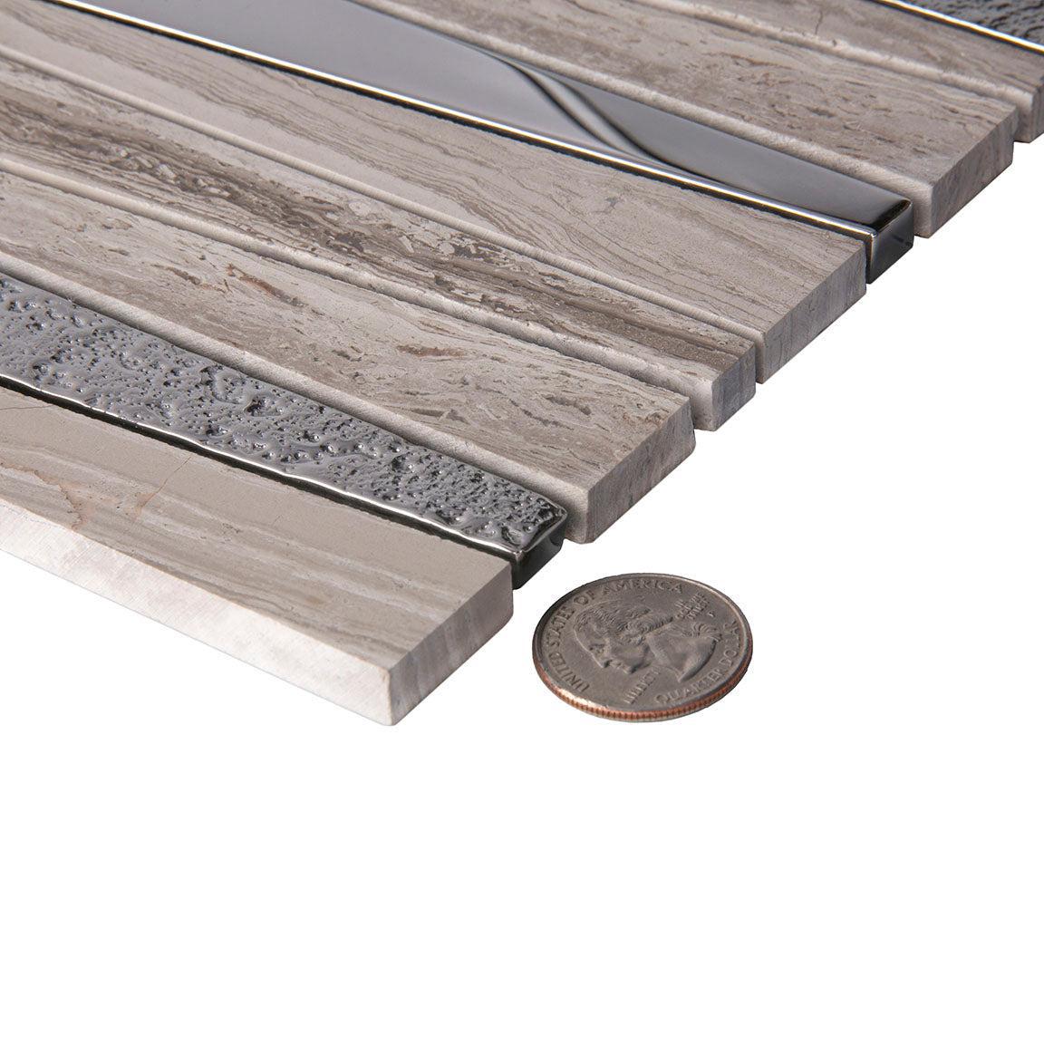 Villa Pyramids Gray Marble & Glass Mosaic Tile | Tile Club