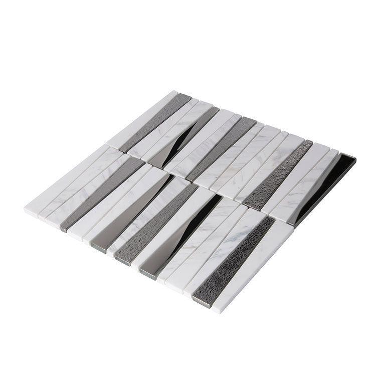 Villa Pyramids White Marble & Glass Mosaic Tile | Tile Club