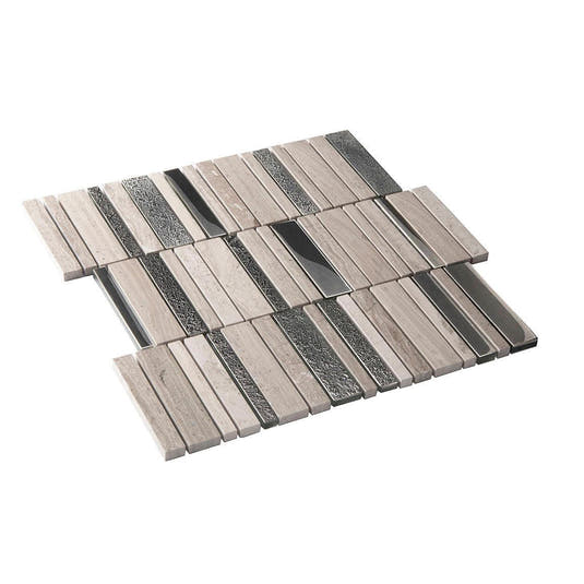 Villa Rapids Gray Marble & Glass Mosaic Tile | Tile Club