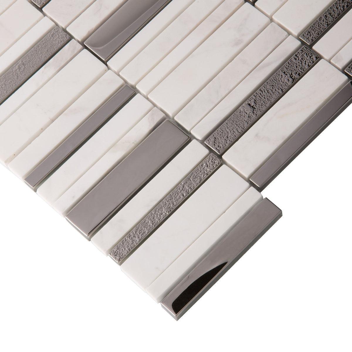 Villa Rapids White Marble & Glass Mosaic Tile | Tile Club