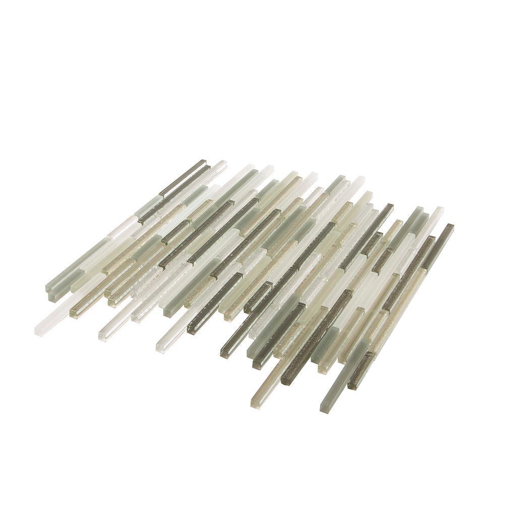 Waterfall Beige & White Linear Glass Mosaic Tile | Tile Club
