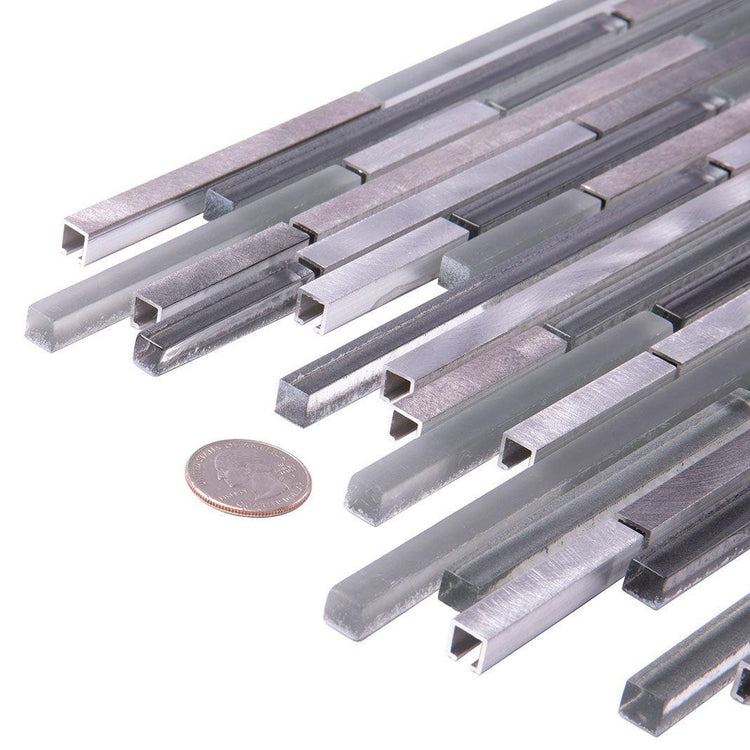 Waterfall Haze Linear Glass & Metal Mosaic Tile | Tile Club