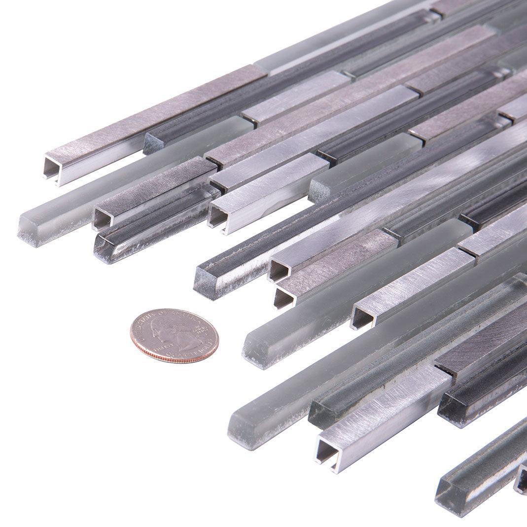 Waterfall Haze Linear Glass & Metal Mosaic Tile | Tile Club