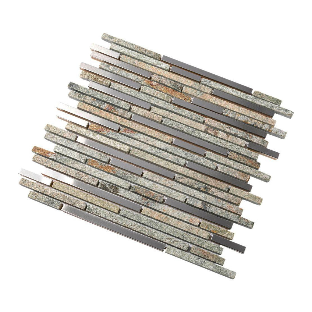 Waterfall Metal Quartz Linear Metal And Quartz Mosaic Tile | Tile Club