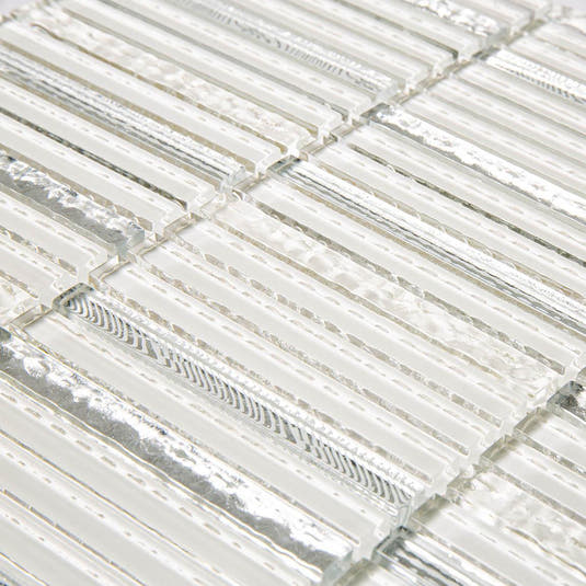 Waterfall Platinum White Glass Mosaic Tile | Tile Club