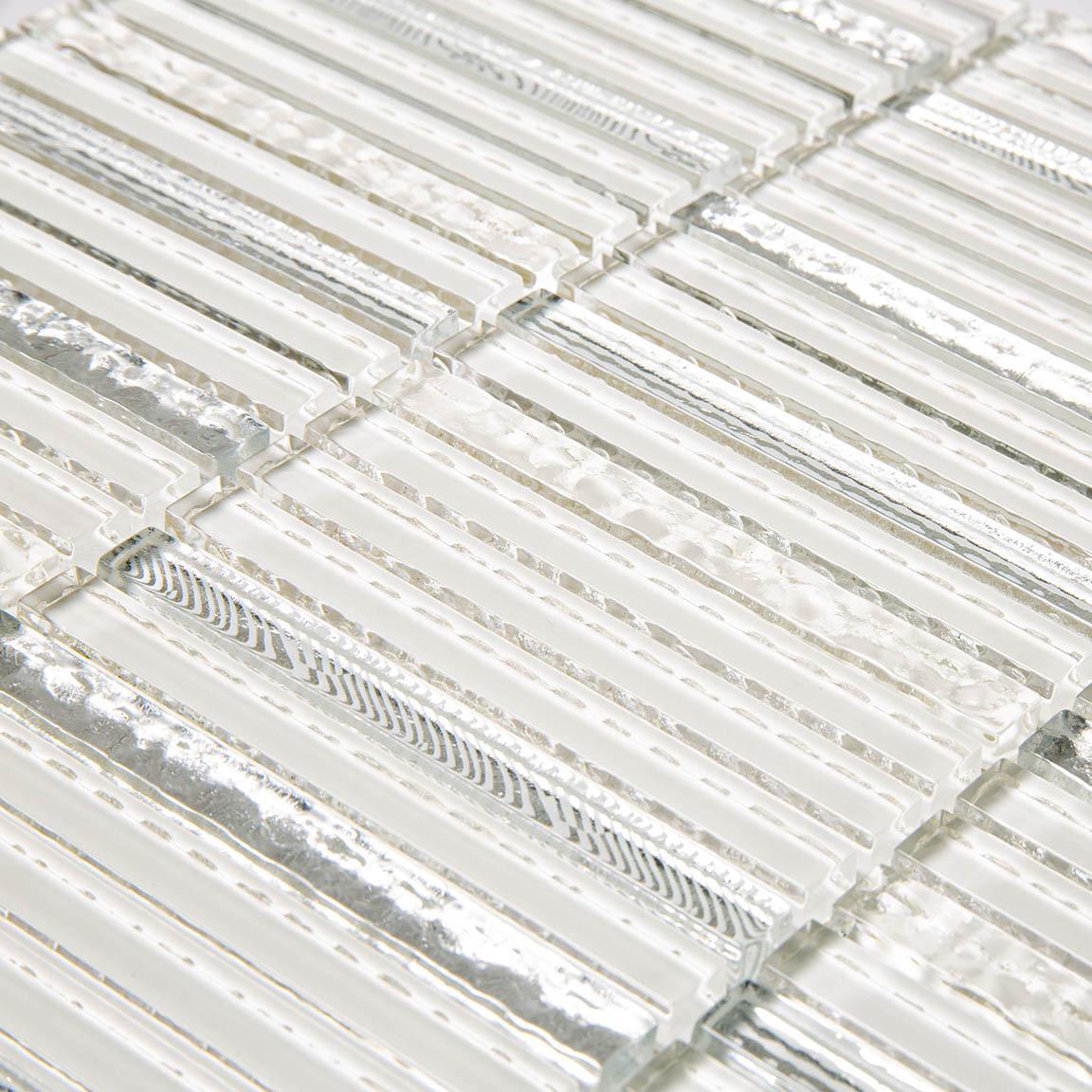 Waterfall Platinum White Glass Mosaic Tile | Tile Club