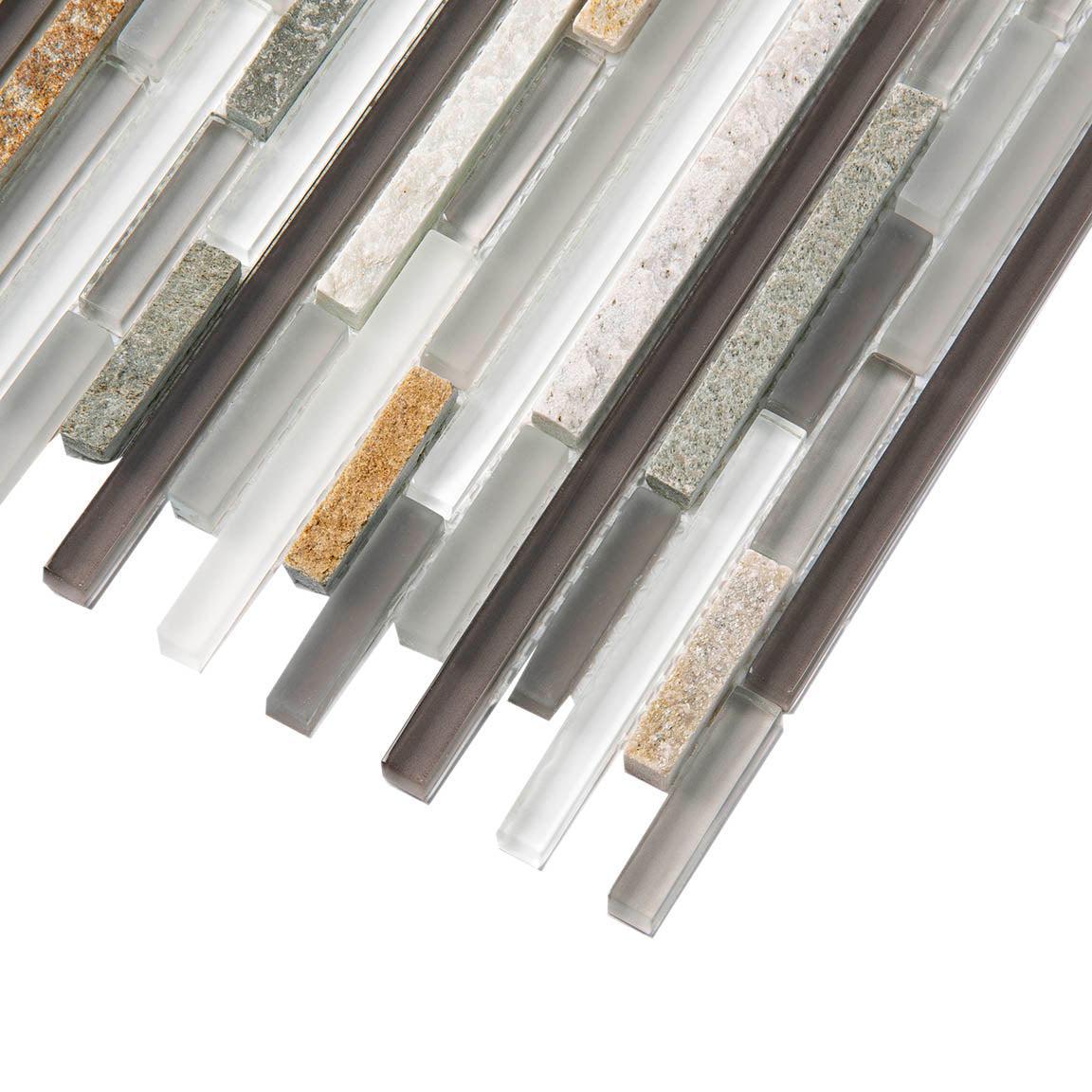 Waterfall Quartz Linear Glass And Quartz Mosaic Tile