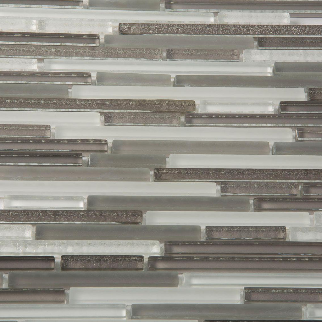 Waterfall White And Grey Linear Glass Mosaic Tile | Tile Club