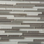 Waterfall White And Grey Linear Glass Mosaic Tile | Tile Club