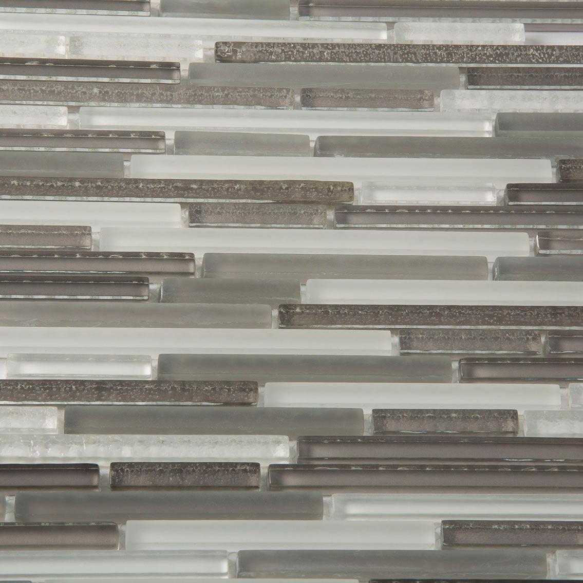 Waterfall White And Grey Linear Glass Mosaic Tile | Tile Club