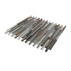 Waterfall White Slate Linear Glass And Slate Mosaic Tile | Tile Club