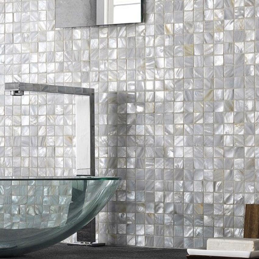 White Mother Of Pearl 1" Square Mosaic Tile