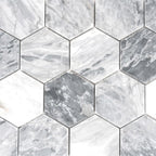 3" Calacatta Bluette Hexagon Honed Marble Mosaic Tile | Tile Club
