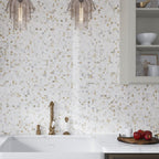 5/8 x 5/8 Calacatta Tumbled Square Marble Tile