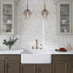 5/8 x 5/8 Calacatta Tumbled Square Marble Tile | Tile Club