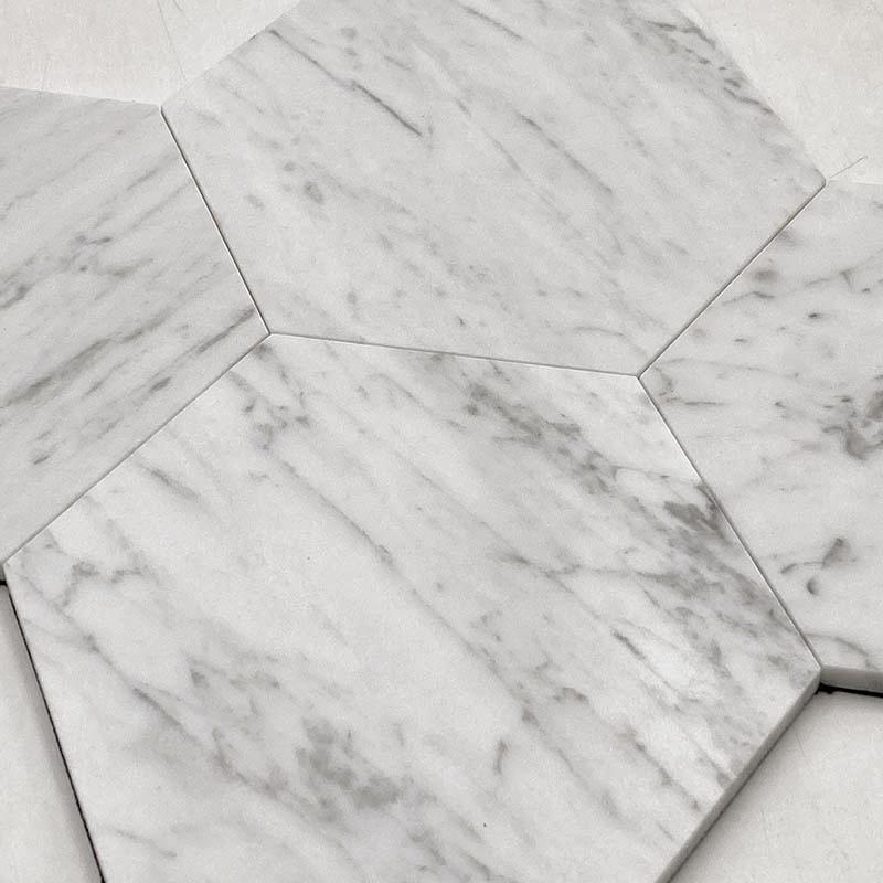 Adhesive Tile with Marble Hexagon Discs