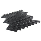 Obsidian Black Herringbone Glass Tile | Tile Club