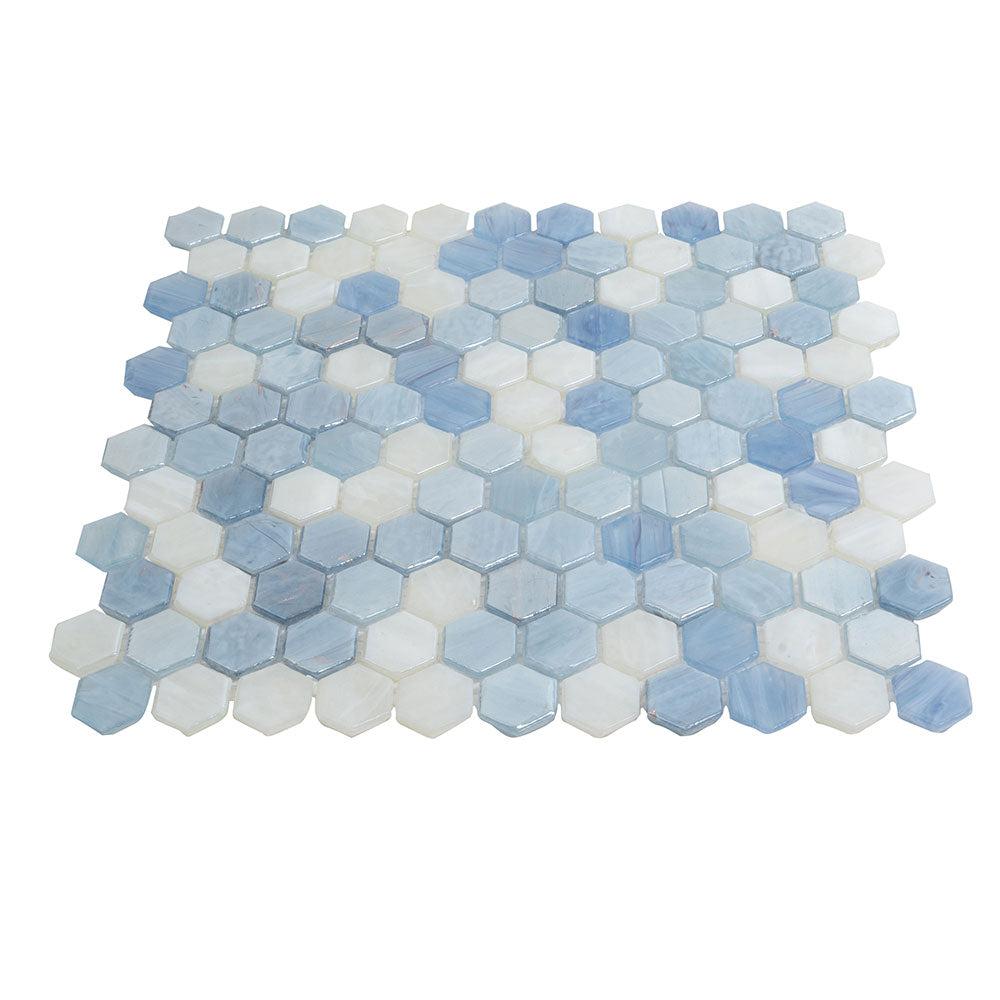 Blue And White Hexagon Glass Mosaic Tile | Tile Club