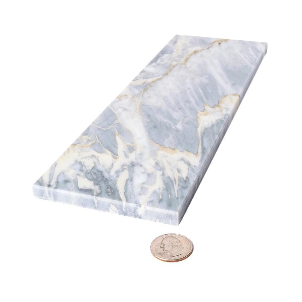 Calacatta Bluette Polished Marble Subway Tile 4x12 | Tile Club