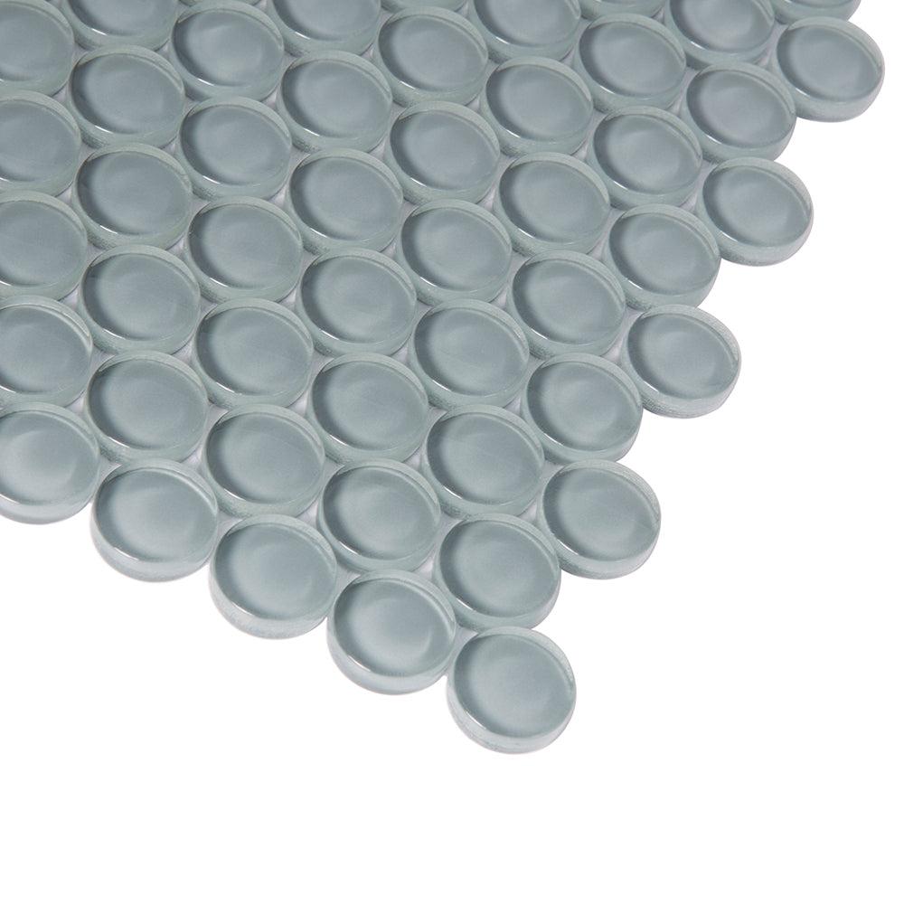 Chic Gray Penny Round Glass Tile | Tile Club