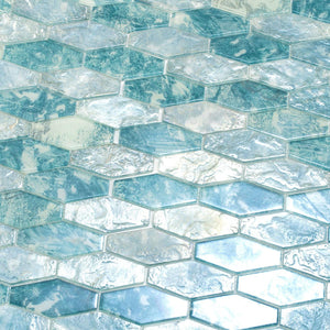 Coastal Dreams Elongated Hex Glass Mosaic Tile