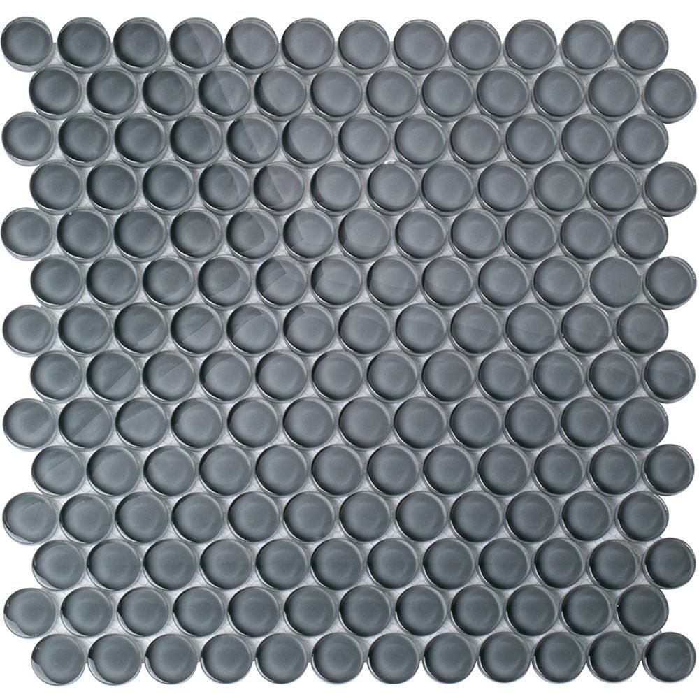 Cool Gray Penny Round Glass Tile