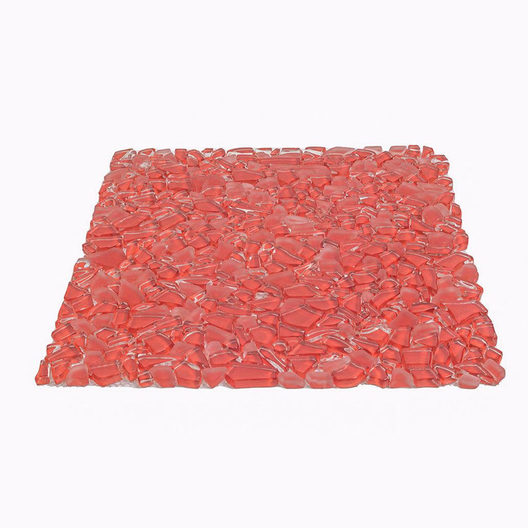 Diamond Red Glass Pebble Mosaic Tile | Tile Club
