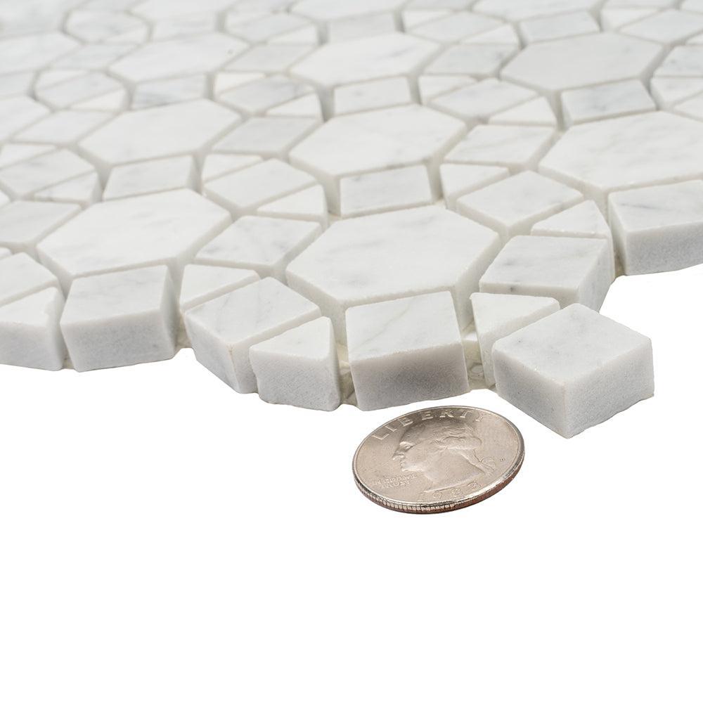 Enigma Bianco Carrara Marble Mosaic Tile