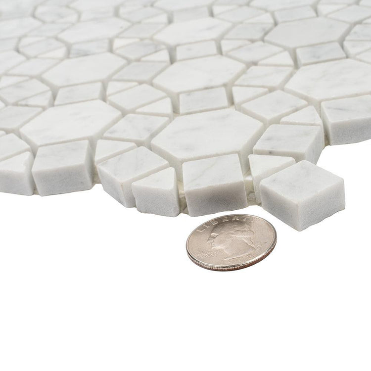 Enigma Bianco Carrara Marble Mosaic Tile | Tile Club