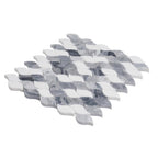 Falling Leaves Calacatta Bluette Marble Mosaic Tile | Tile Club