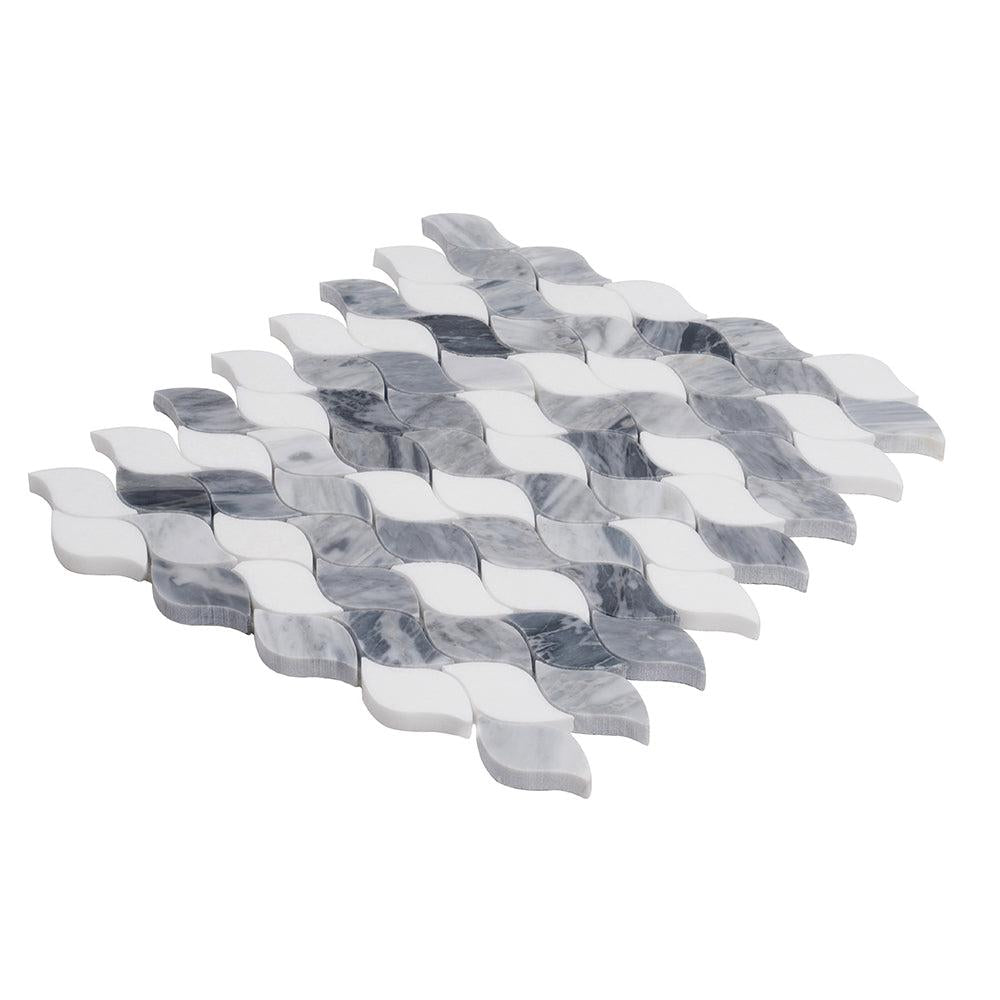 Falling Leaves Calacatta Bluette Marble Mosaic Tile | Tile Club