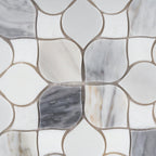 Fleur Calacatta Bluette and Thassos Flower Marble Mosaic Tile | Tile Club