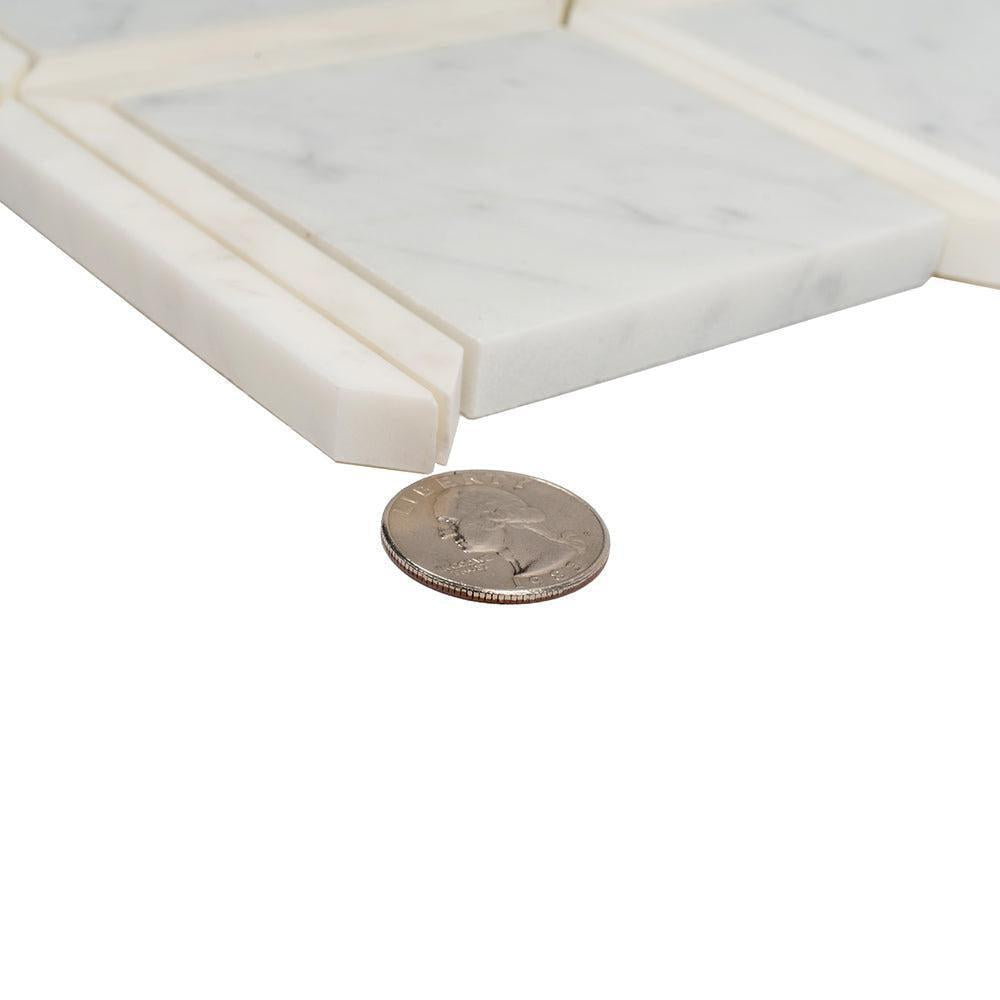 Geo Square White Carrara Marble Mosaic Tile | Tile Club