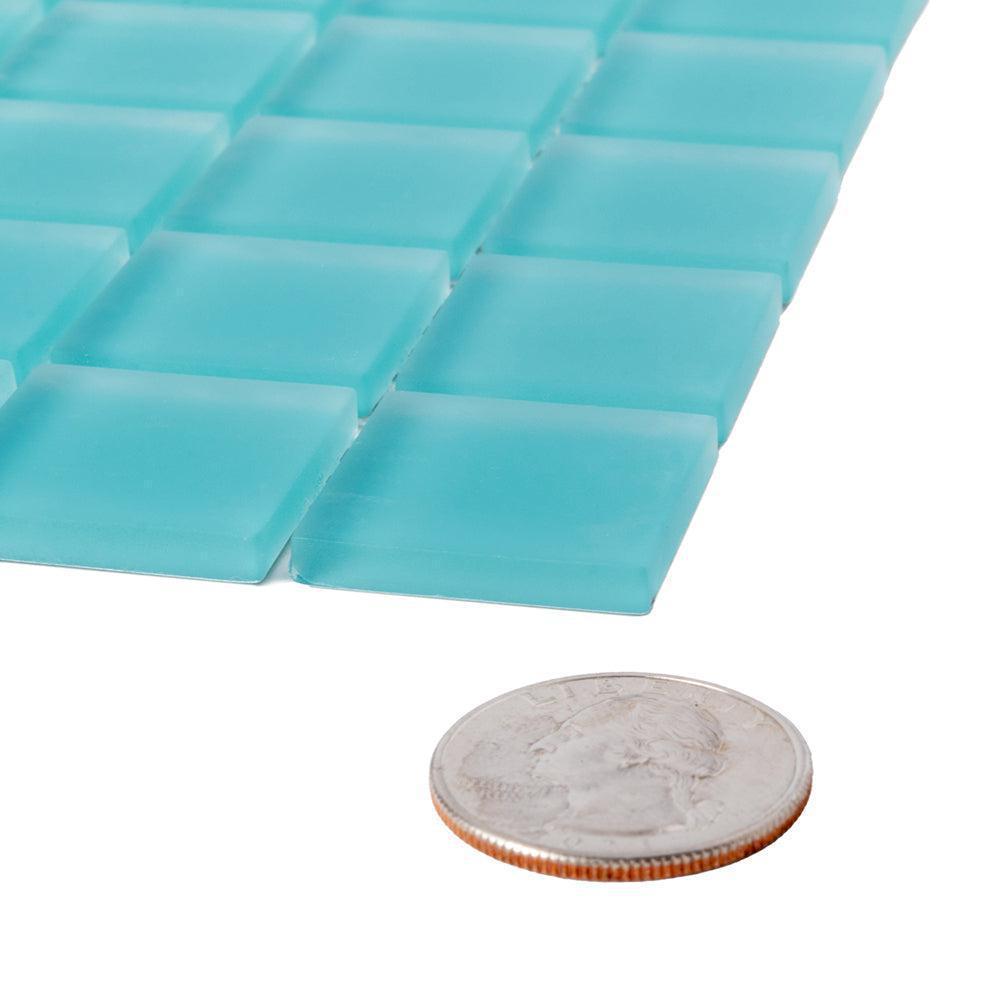 Glacier Aqua 1X1 Frosted Glass Tile | Tile Club
