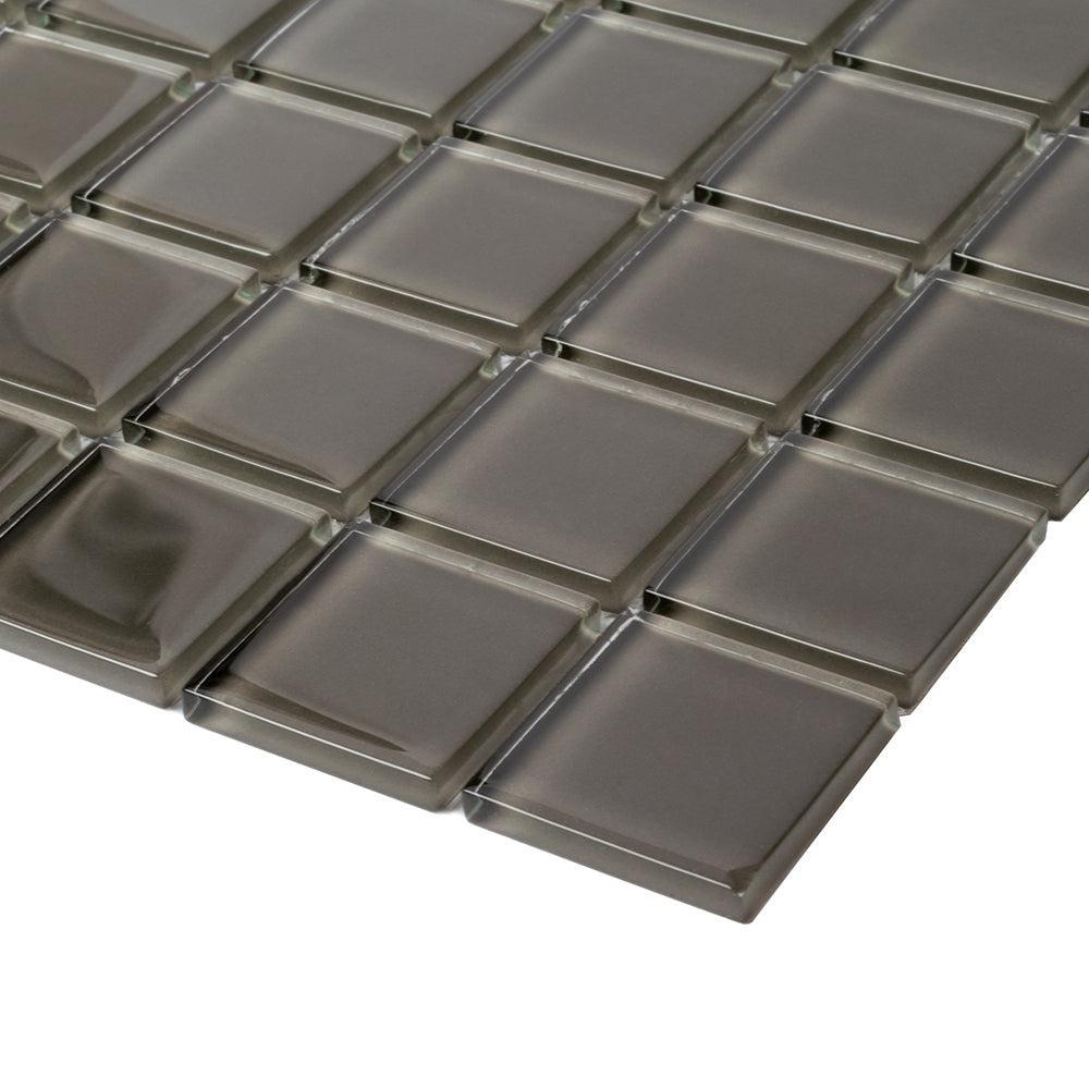 Glacier Ash Gray 1X1 Polished Glass Tile | Tile Club